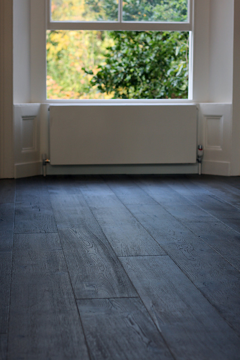 Stained Oak floor installation & finishing. Stockwell Park Crescent, London SW9 